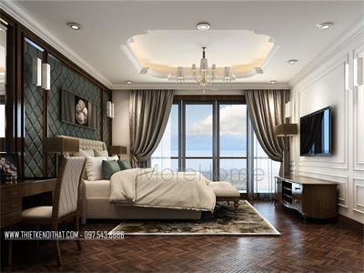 Thiết kế nội thất phòng ngủ khách sạn 5 sao - tân cổ điển tại Hà Nội